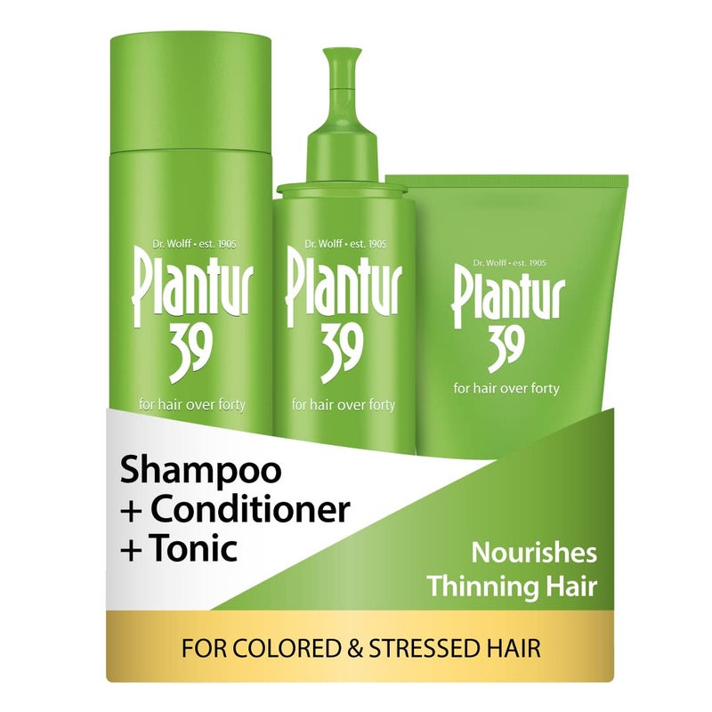Plantur 39 Phyto-Caffeine Women's 3-Step System for Colored, Stressed Hair - Shampoo (8.45 fl), Conditioner (5.07 fl), Tonic (6.76 fl) - Image 1